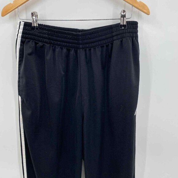 Adidas Athletic Warmup Pants‎ Mens Large Black White Stripe Polyester Drawstring - Picture 3 of 11